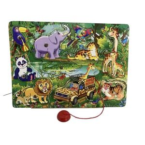 Safari Jungle Wooden Toddler Chunky Puzzle 11 Piece 2005 Forever Toys